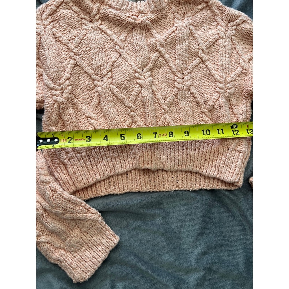 Urban Outfitters Peach Cable Knit Cropped Sweater Small - Picture 3 of 6